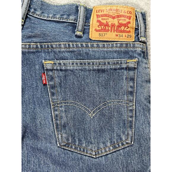 Levi strauss 517 Jeans Mens W34 L29 Straight Leg Boot Cut Blue Denim - Picture 13 of 15